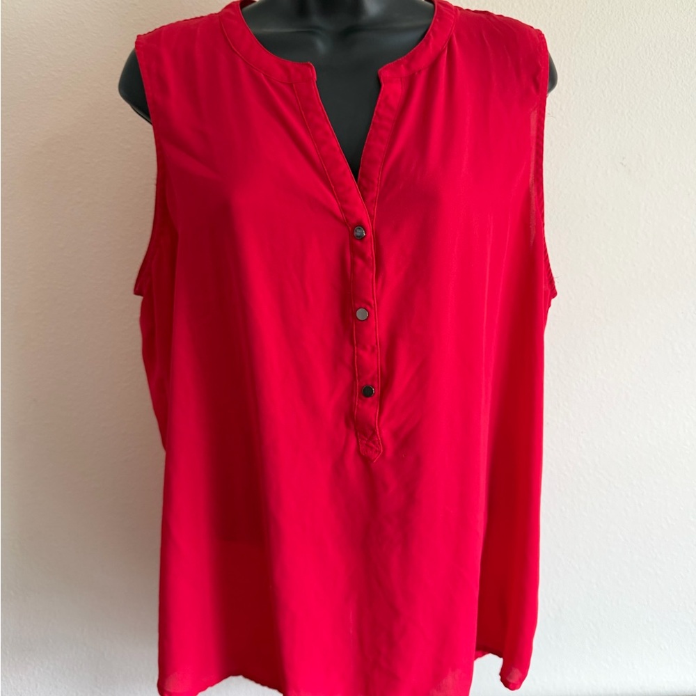 Adrianna Papell Vibrant Red Sleeveless Blouse